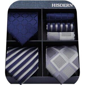 Mens Ties and Pocket Square Set Business Elegant Ties for Men Classic